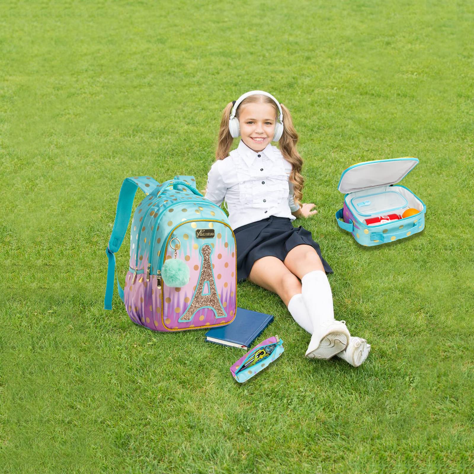 Mochila Escolar Niña Adolescente Colegio Mochilas Infantil 17” 3pcs