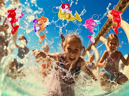 Miniatura 3 de Paquete de 10 llaveros pequeños con diseño de delfín a granel, suministros para fiestas de cumpleaños, premio estudiantil de verano