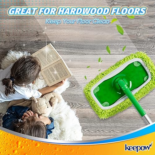 Miniatura 7 de KEEPOW Almohadillas reutilizables para trapeador Swiffer Sweeper paños de barrido secos repuestos de tela de trapeador húmedo de microfibra lavable