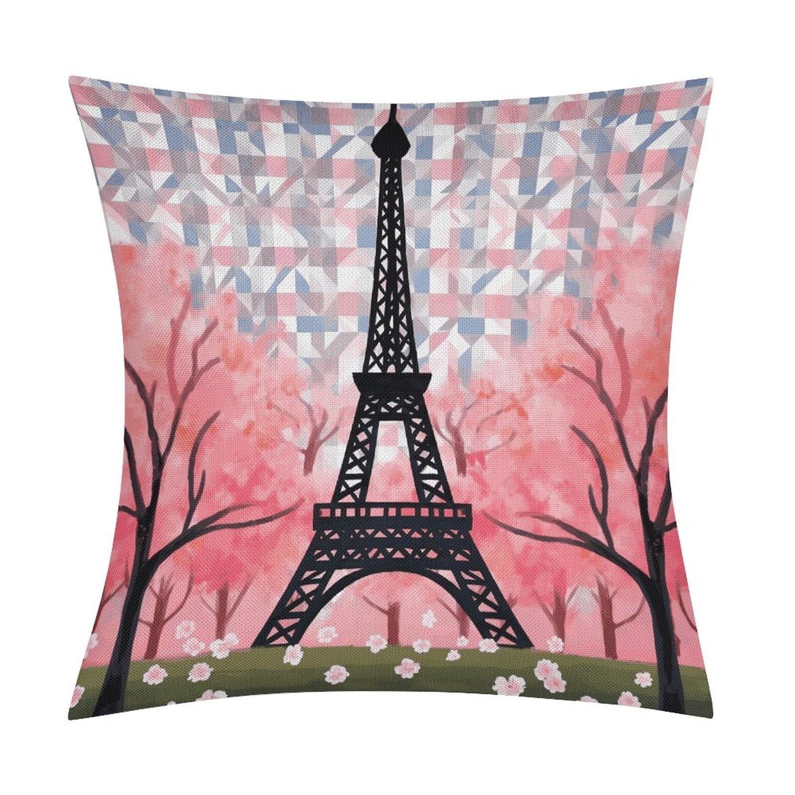 Fodpand Style Eiffel Tower Pattern Pillow Covers 18X18 Inch, Pillow Cases Boho Farmhouse, Throw Pillow Covers For Couch Sofa Bed Spring Home Decor