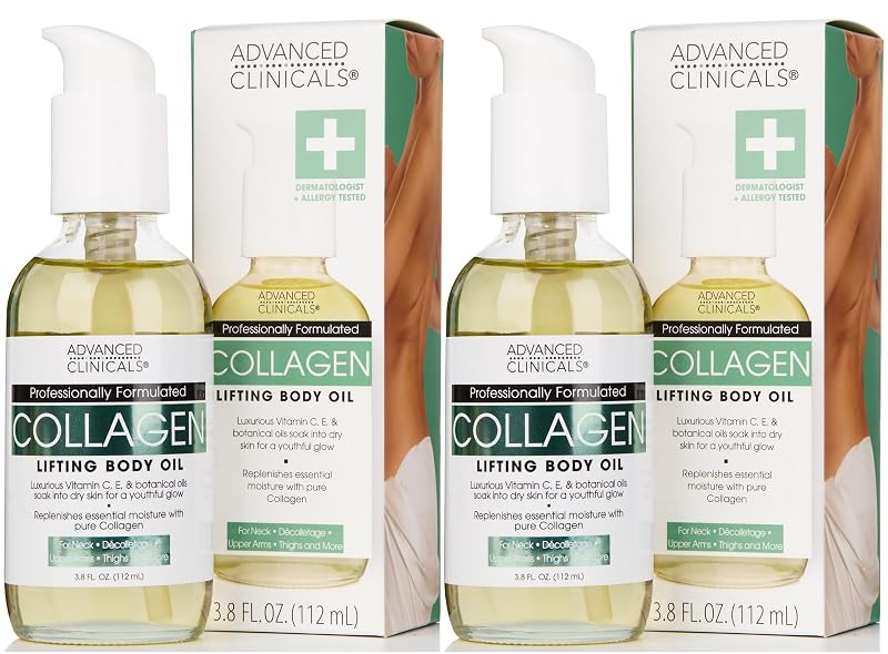 Óleo corporal Advanced Clinicals com colágeno, 113 g, pacote com 2
