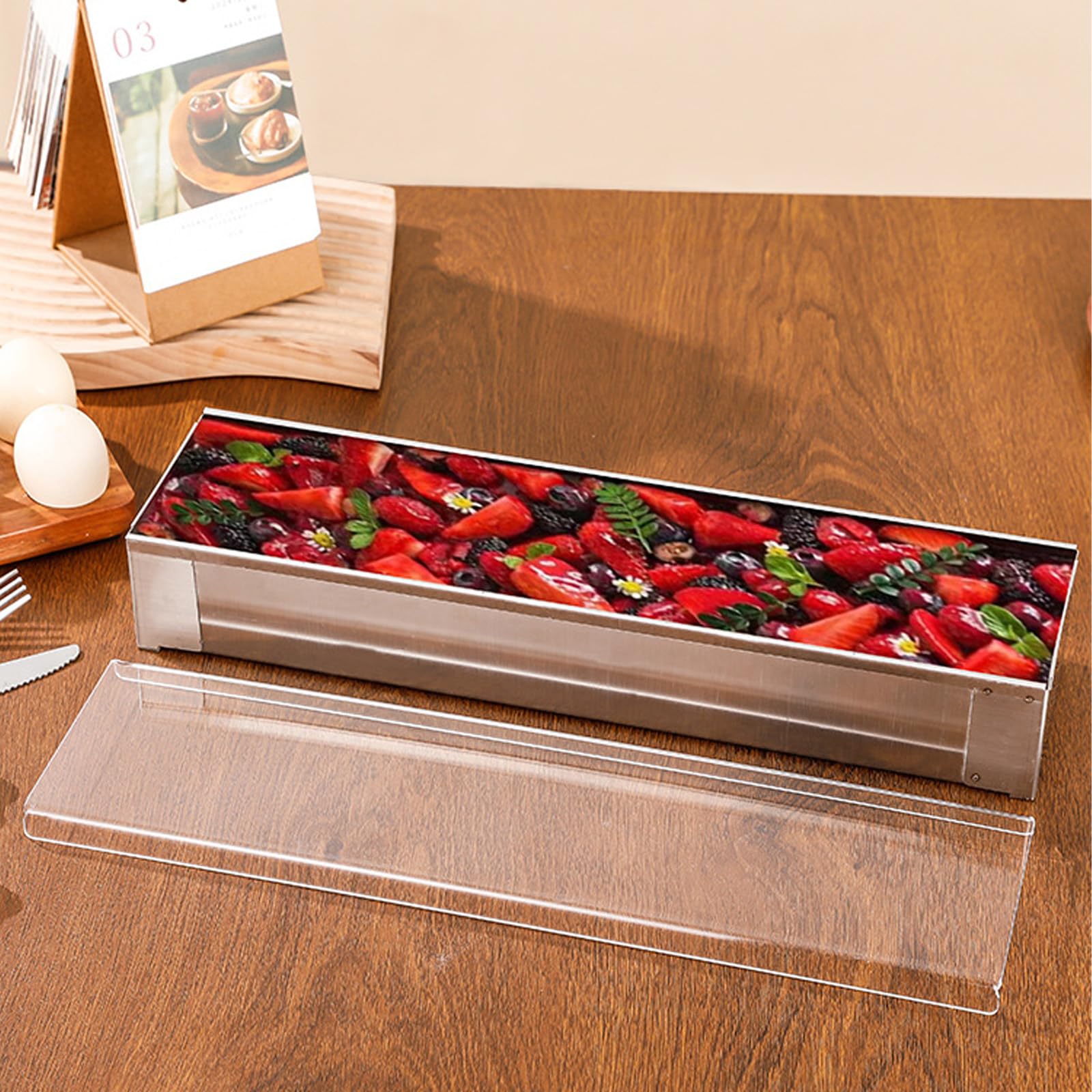 PANGBOER Molde multiusos de acero inoxidable para tartas, moldes de postre multiusos, perfectos para tartas de queso de tiramisú y otras delicias, molde rectangular para hornear