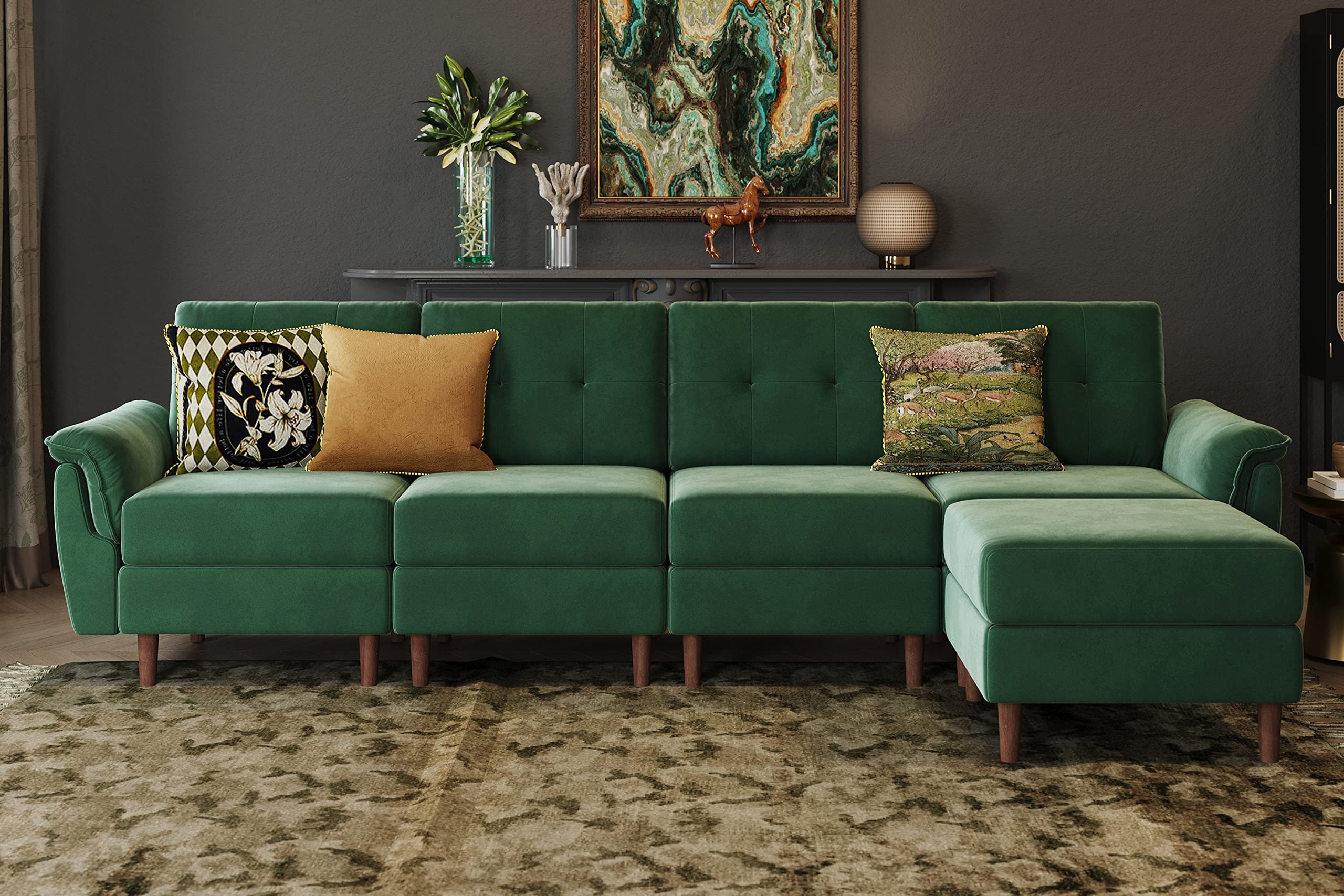 Buy LINSY HOME Modular Sectional Sofa, Velvet Sectional Sofa Couch with