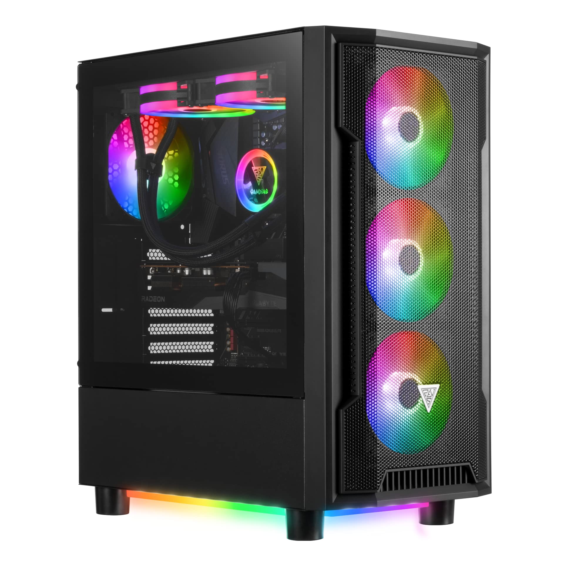 GAMDIASBoitier Moyen Tour ATX Athena M6 RGB avec panneaux vitrés (Noir)