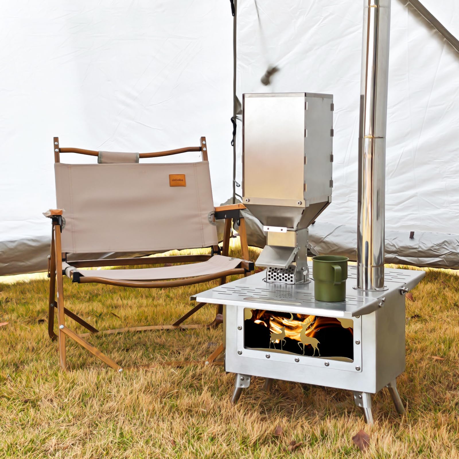 tent pellet stove Outdoor Camping Stove Accessory Pellet Bin with Burner for Stove Stainless Steel : Home & Kitchen dead pedal cover van der Meulen Handschuhe Size:L / 5'11