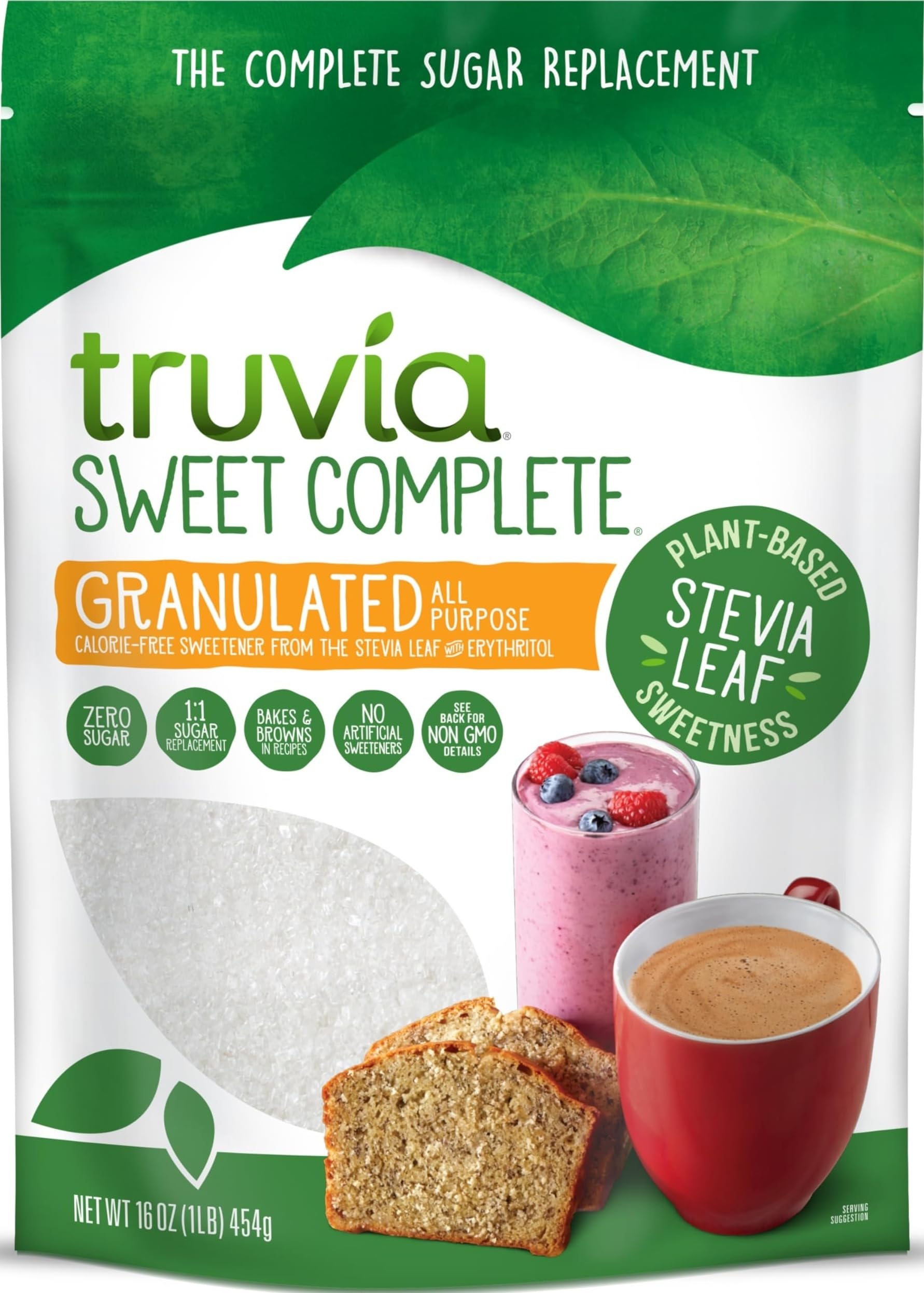 Truvia Dolce Completo Dolce Senza Calorie Dolce della Foglia di Stevia, Sacchetto da 453,6 g
