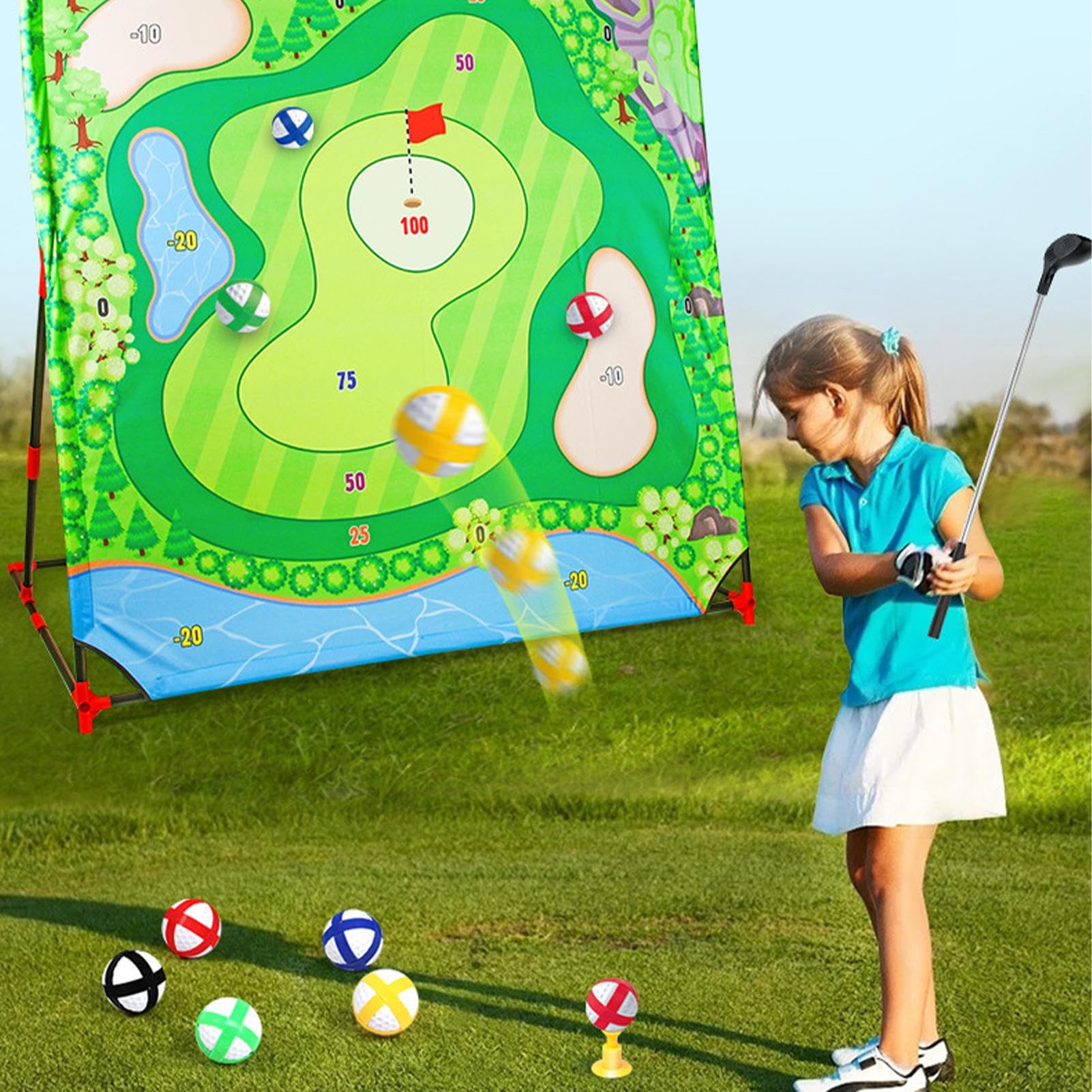 Jeux de Golf pour, Jeu de Golf de Bataille | Mat de Pratique du Golf - avec Un Sac de Rangement de Billes de Club, Mettre des activités Sportives de Jouets d'entraînement pour Les Adultes à la Maison