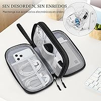 Vista 5 de FYY Organizador para cosas electrónicas, para viajes, para cables, cargadores, celular y auriculares, estuche portátil, impermeable, doble capa