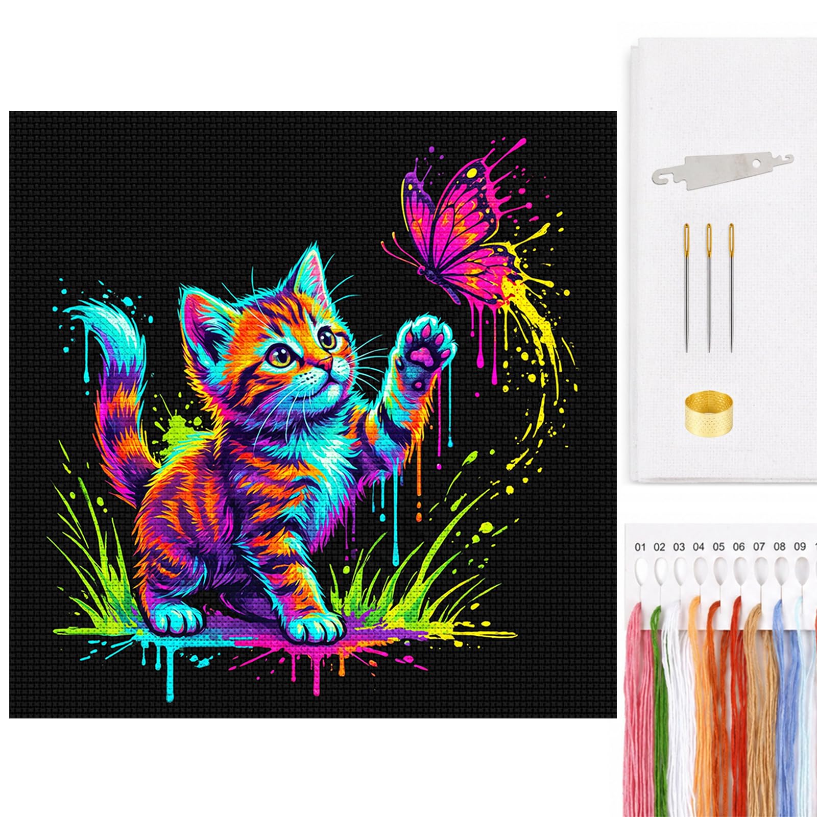 Animal Full 14CT 2 Strands DIY Cross Stitch Kit 11.81x11.81inch Embroidery Craft for Beginners Adults Home Decor