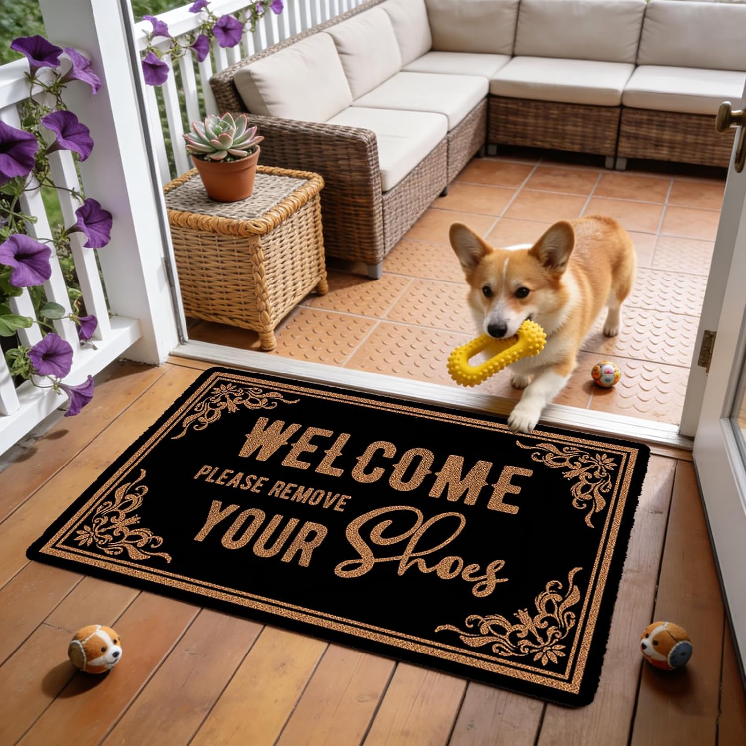 Please Remove Your Shoes Welcome Inside Outside Mat Funny Door Mats Ideal for Home Entrance High Traffic Area Durable Resist Dirt 30"(W) X 17"(L)