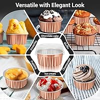 Vista 7 de EUSOAR Forros para magdalenas, 5 onzas de 4.2 fl oz para muffins con tapas, 100 piezas, moldes de crema brulee, moldes de papel de aluminio