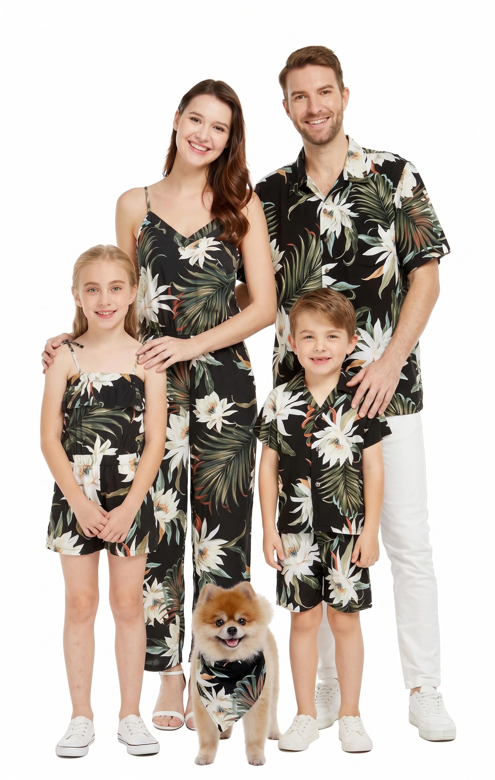 Family Matching Hawaiian Clothes, Wispy Cereus Black