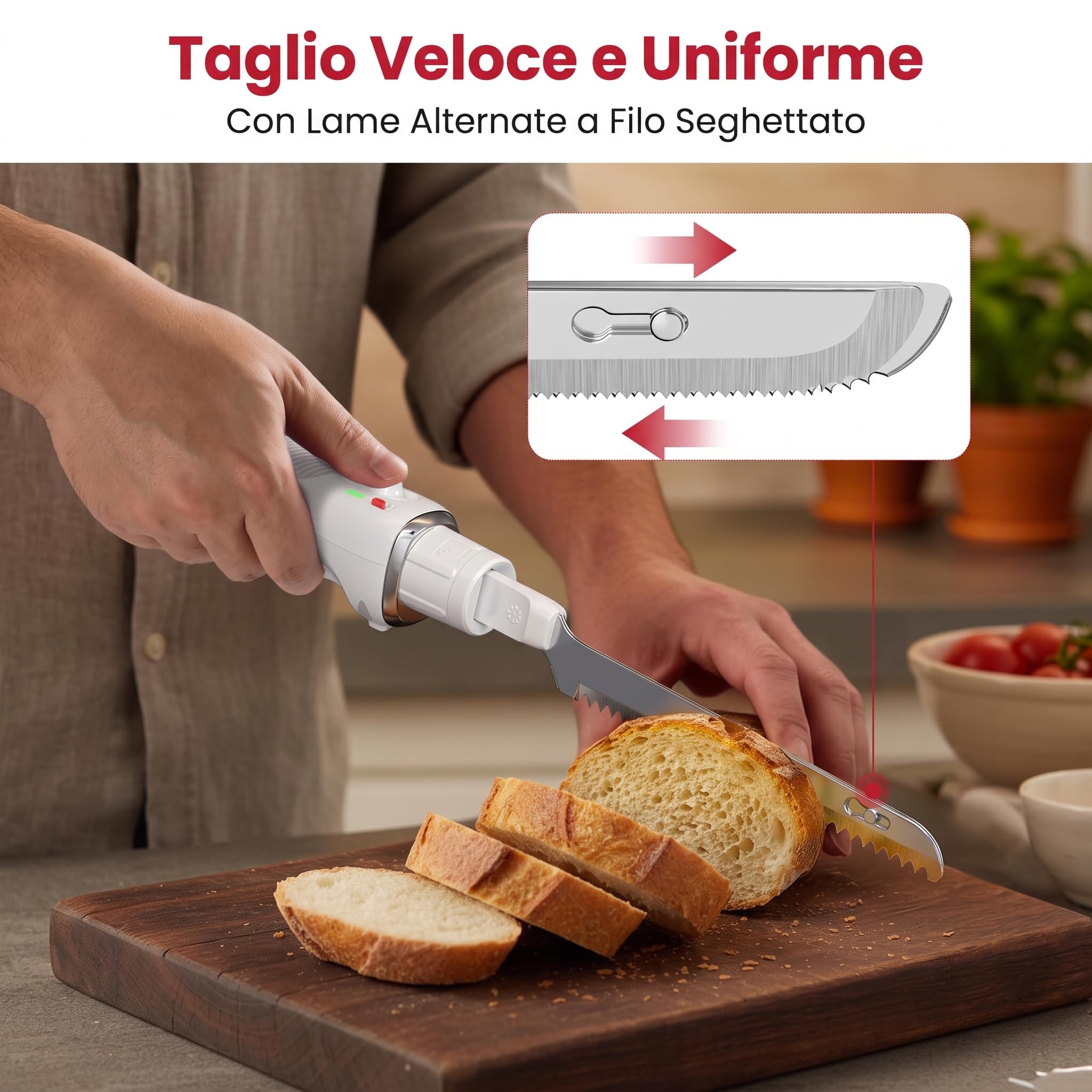 keenstone Coltello Elettrico Senza Fili, Coltello da Cucina Ricaricabile USB-C per Carne, Arrosti, Tacchino, Pane e Pesce, Impugnatura Ergonomica, Taglio Preciso e Senza Sforzo
