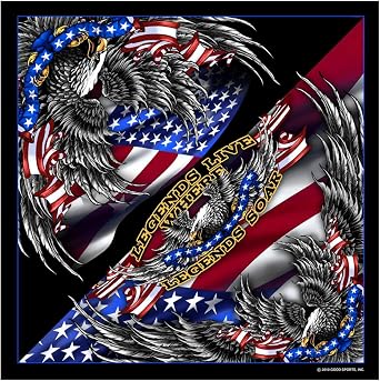 Hot Leathers BAB1044 Patriotic Upwing Bandana - 21X21