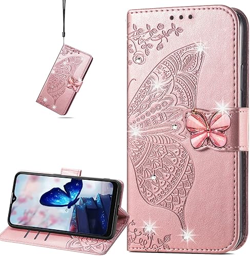 CCSmall Funda tipo cartera para Xiaomi Redmi 10A, 3D mariposa flor PU cuero con ranuras para tarjetas de crédito titular cierre magnético Folio