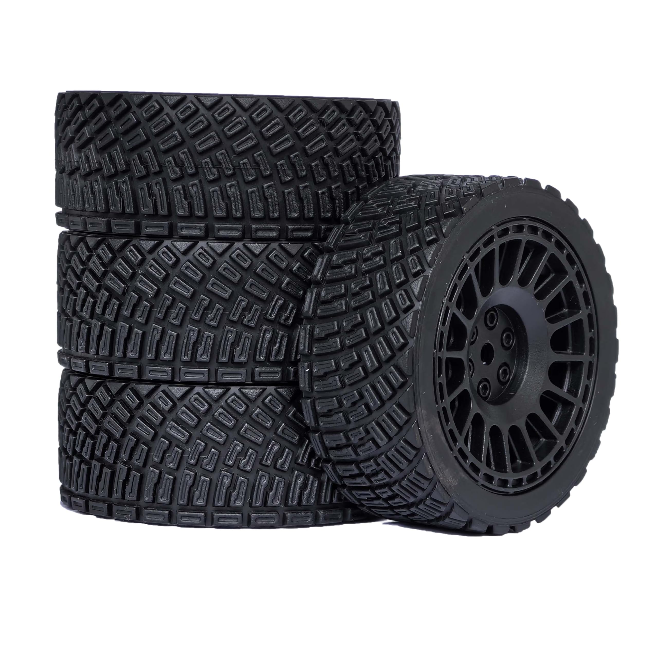 BOLIDORC 4PCS 1/10 RC Car Plastic Wheel and 66mm Tires with Foam Inserts Replacement Part for 1:10 Traxxas HSP Tamiya HPI Kyosho RC On Road Car 1:16 RC Rally Car