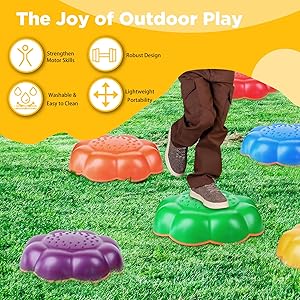Stepping Stones for Kids, Toddler Stepping Stones Outdoor, Non-Slip Balance Step Stones, Obstacle Course, Promoting Sensory Coordination Skills, Indoor & Garden Toys, Gifts for Children Aged 3+