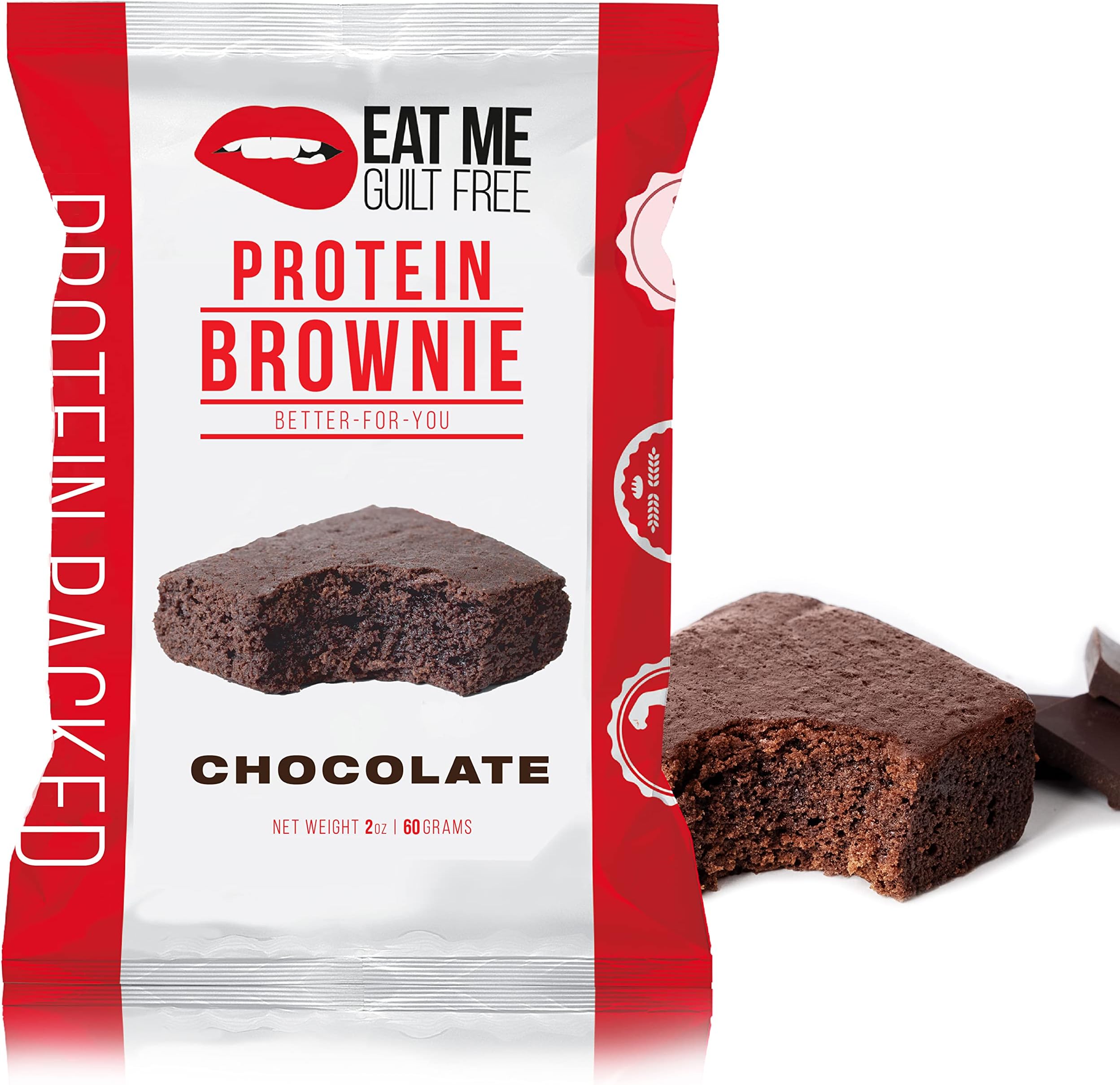 Eat Me Guilt Free Protein Brownie – Low Carb, Low Sugar, Keto-Friendly Brownies – 6 Count, Chocolate Brownie