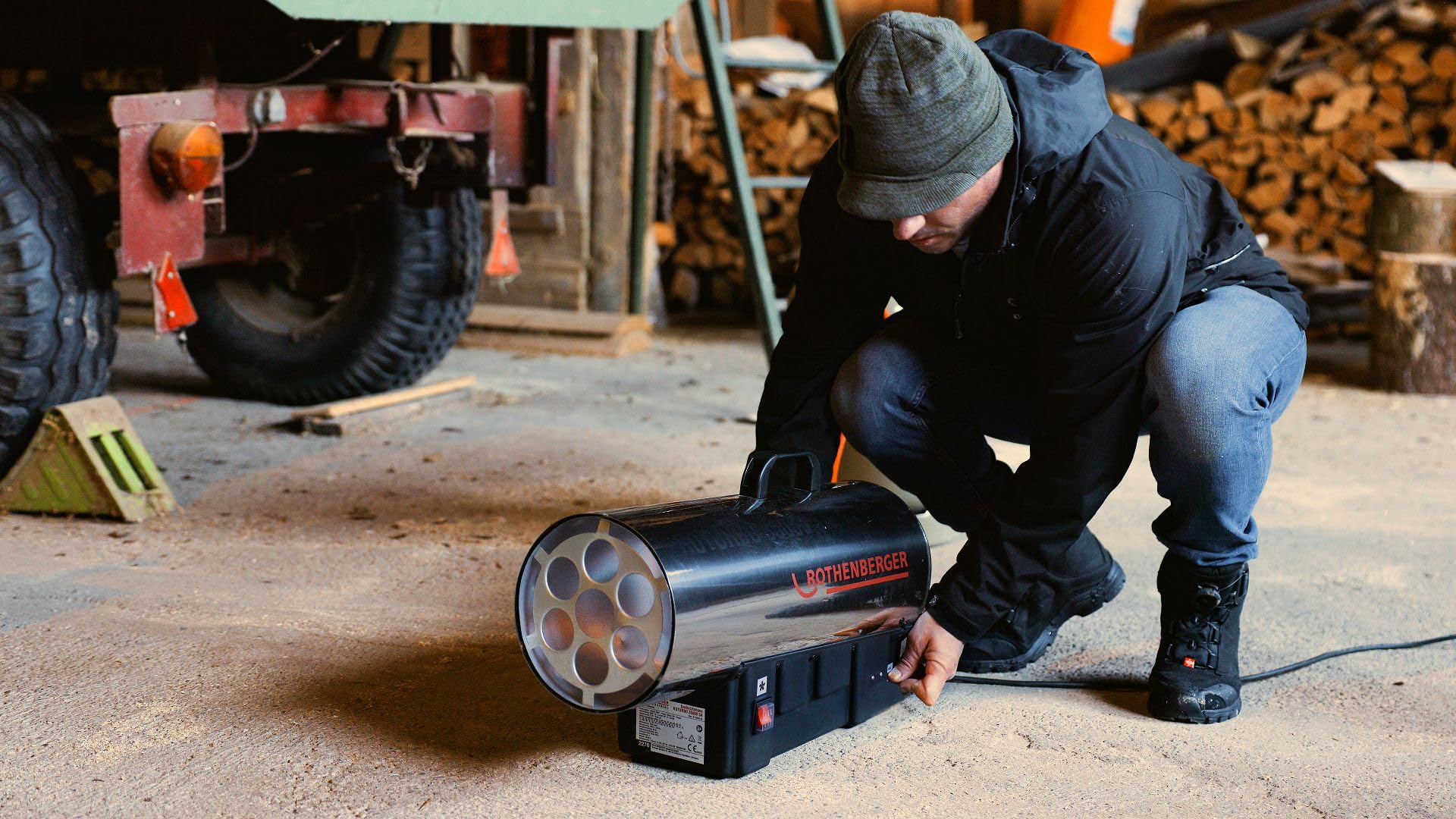 Rothenberger Industrial RoTurbo 35000 Gas-Heizkanone 34,0 kW inkl. Piezo-Zündung, Schlauch & Schlauchbruchsicherung