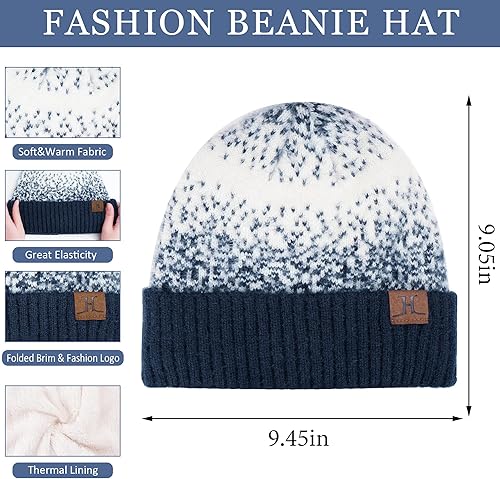 Miniatura 2 de Conjunto de gorro de punto de invierno para mujer y guantes para pantalla táctil, bufanda larga con forro polar cálido, bufandas para mujer