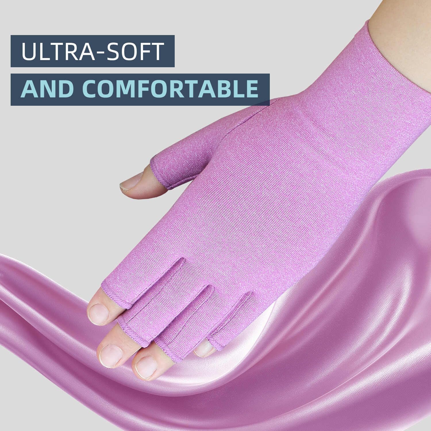 2 pares de guantes de artritis para mujer, guantes de compresión para aliviar el dolor de manos, guantes sin dedos para mujeres y hombres