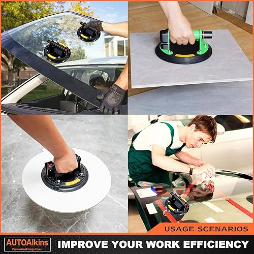 Miniatura 4 de Ventosa resistente de 8 pulgadas para levantar vidrio grande, azulejos, mármol, ventosas al vacío con mango para azulejos, ventanas, elevación de