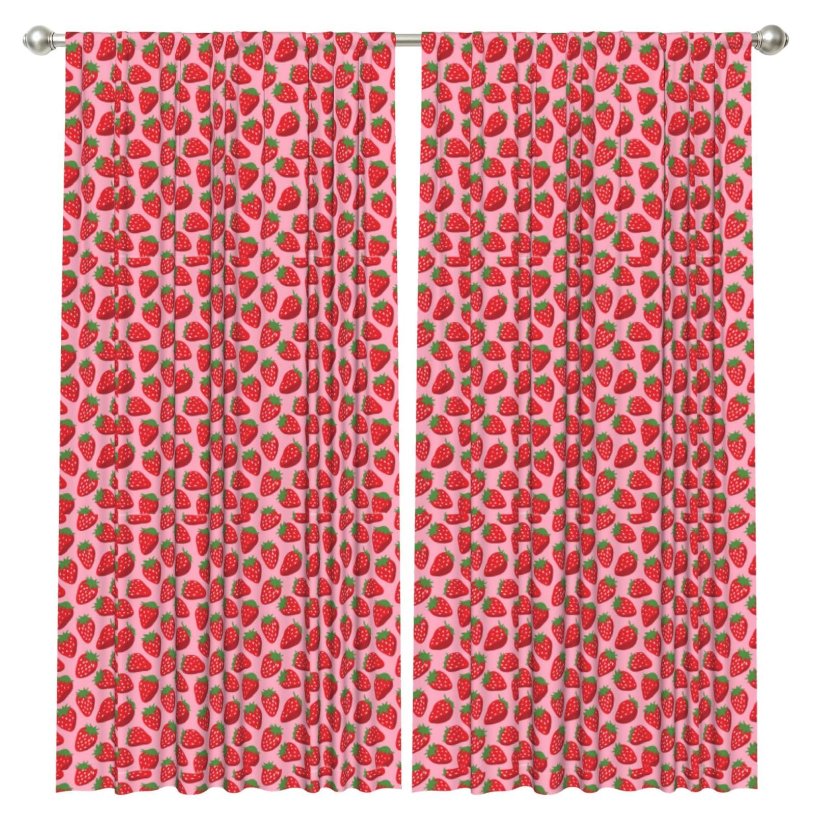InOmak Strawberry, 2 Panels Window Curtains 52 x 84 Inch Blackout Curtains for Living Room Bedroom