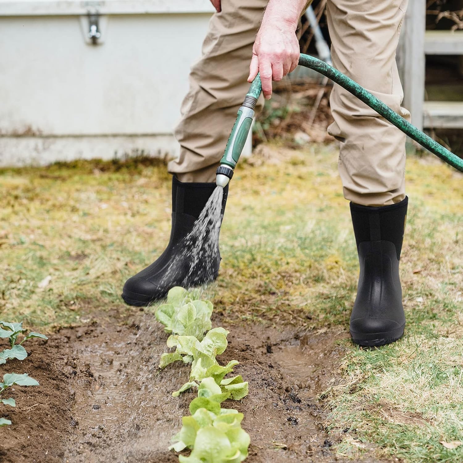 Rubber Boots for Men with Steel Shank, 6mm Neoprene Insulated Rain Boots, Mid Calf Waterproof Rubber Work Boots for Hunting, Gardening, Farming, Fishing - Image 2