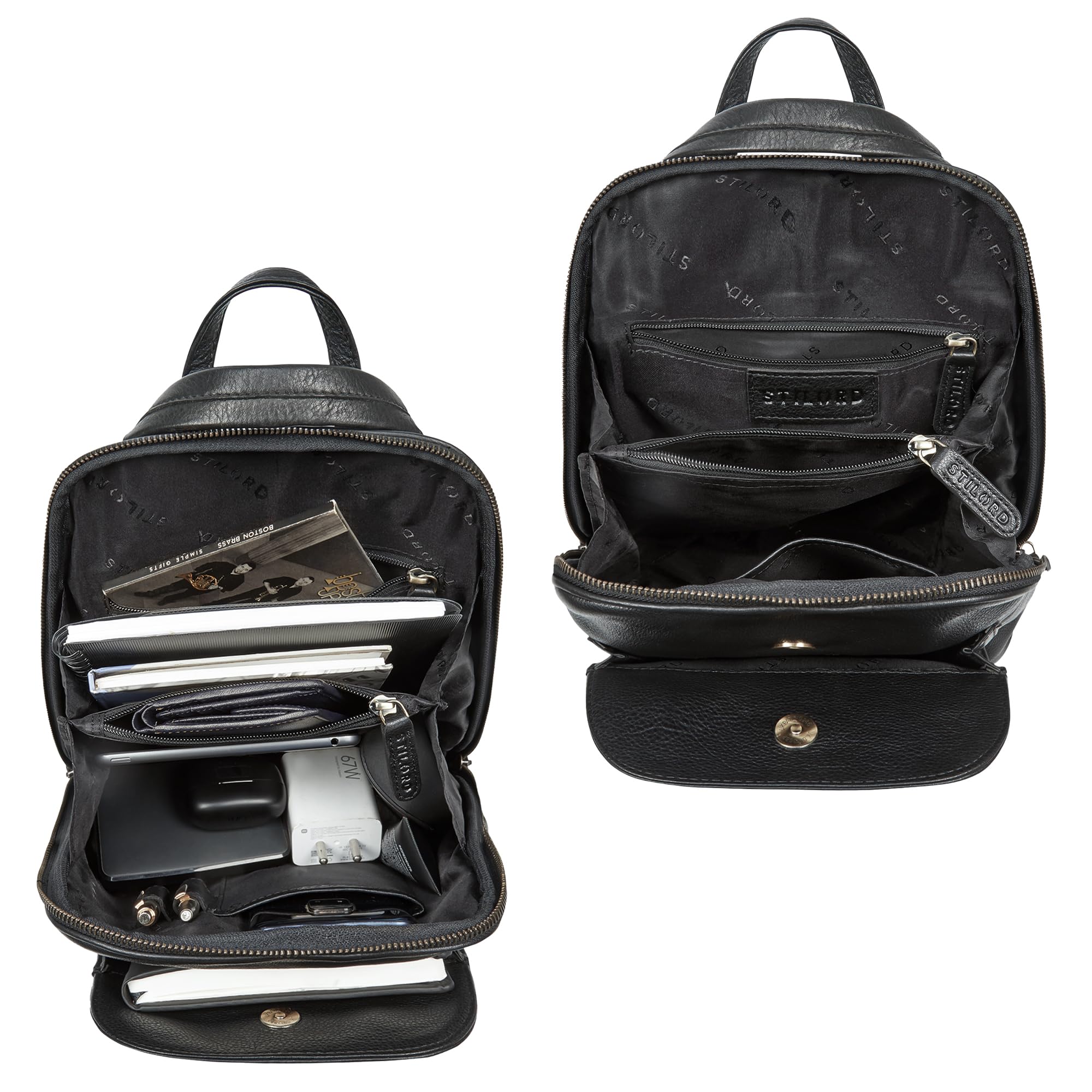 STILORD Ophelia 2-en-1 Bolso Mochila Mujer Piel Autentica - Mochila Piel Pequeña Bolso Bandolera Cuero - Bolso de Mano - Mochila Antirrobo Impermeable 10,9 Pulgadas Color:Negro
