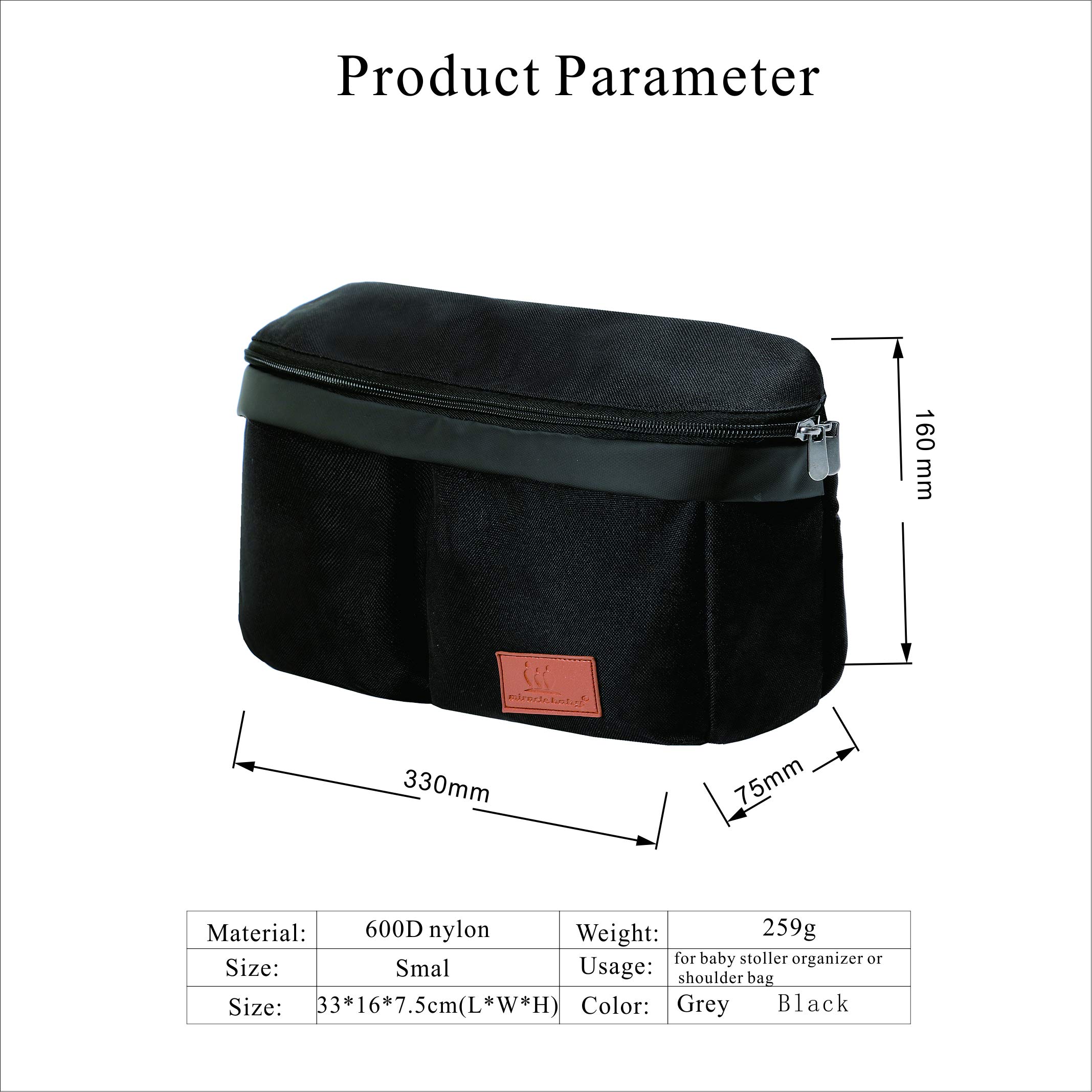 Miracle Baby Borsa Organizer per Passeggino Universale, Neonati Borsa Organizer, Portaoggetti Impermeabile con Cerniera, Multifunzione Borsa Cambio Neonato