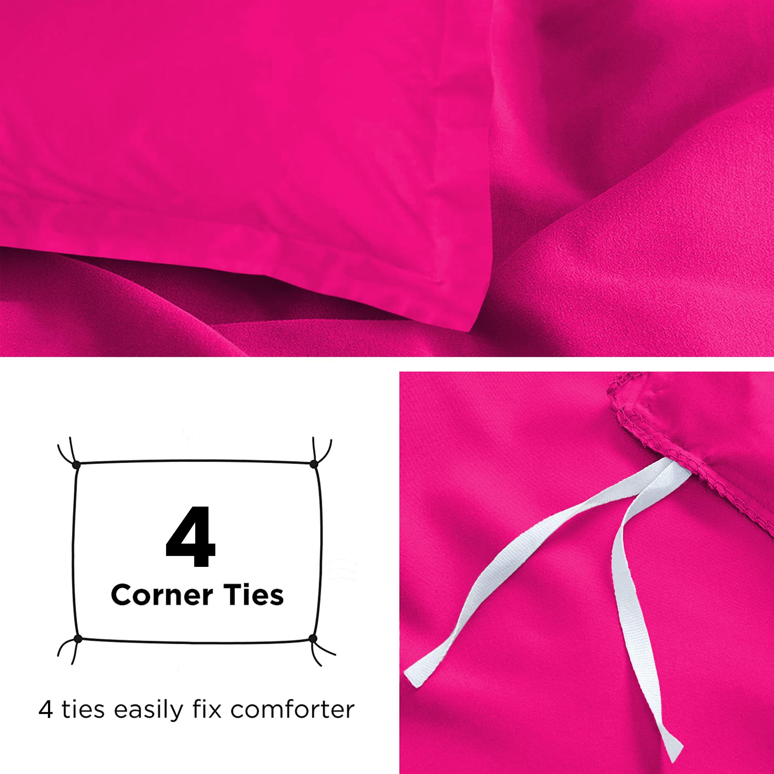 MOONLIGHT20015 Pink Duvet Cover King Size - 3 Piece, with Button Closure, Soft Double Brushed King Duvet Cover Set 1 Duvet Cover 104x90 inches and 2 Pillow Shams