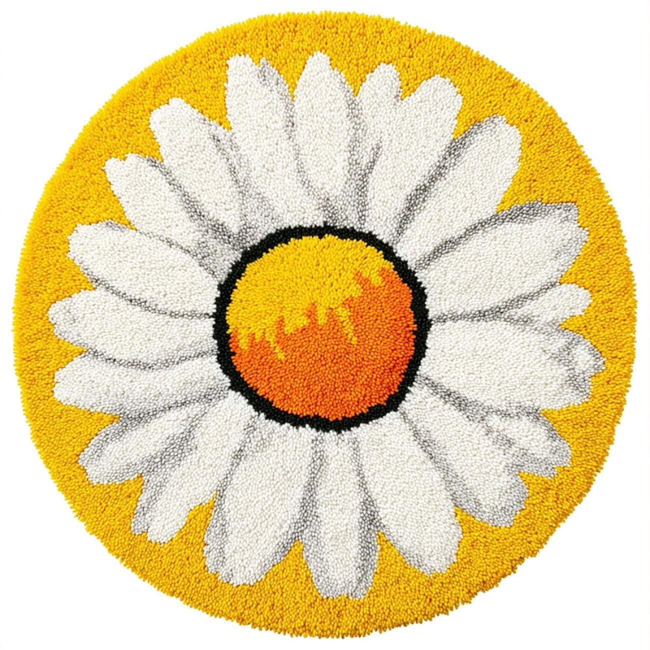 Kitquiver Latch Hook Carpet Kits Cartoon White Daisy 60x60cm