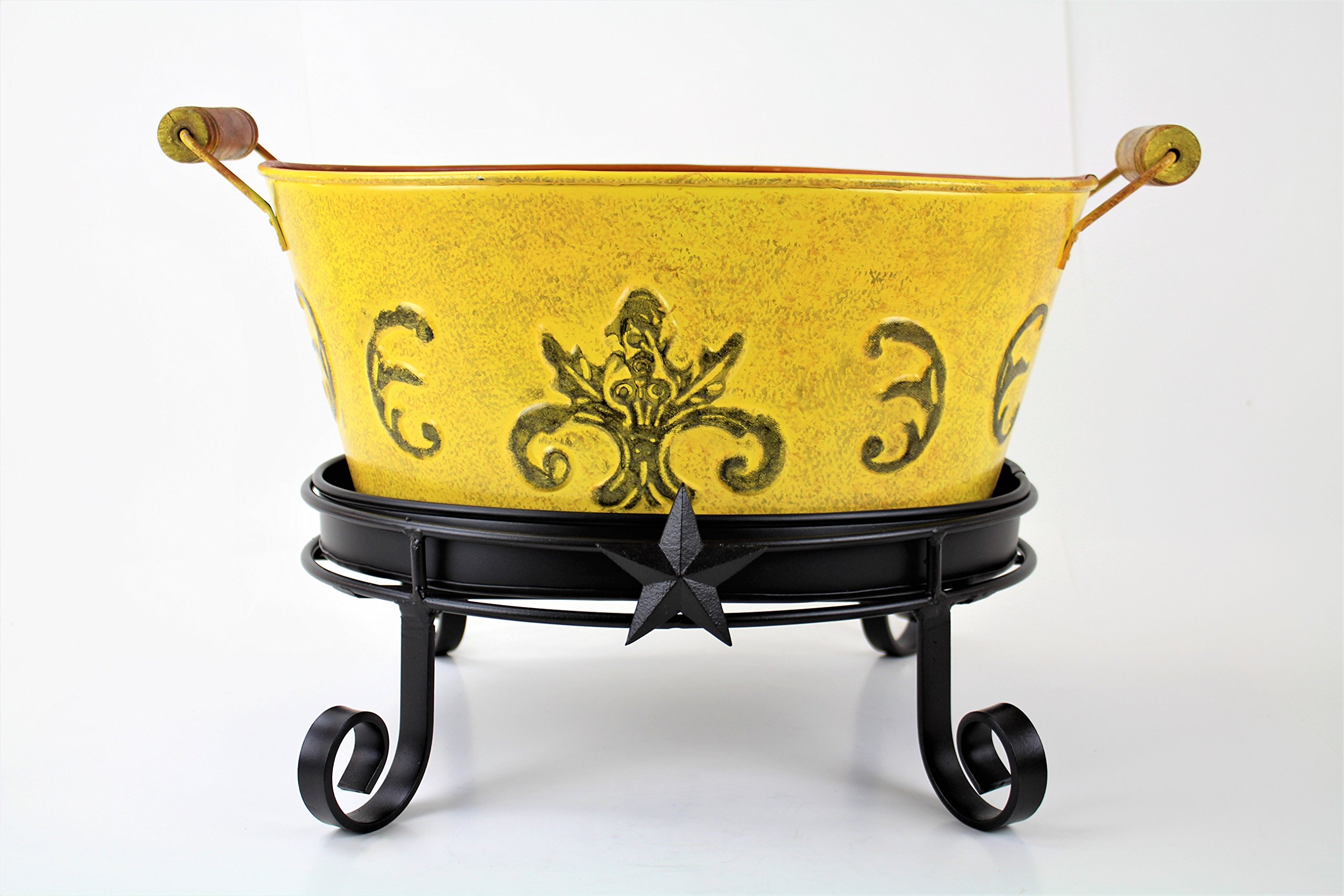 Yellow Oval Bucket W/Star Copper Table Stand and DRIP Tray
