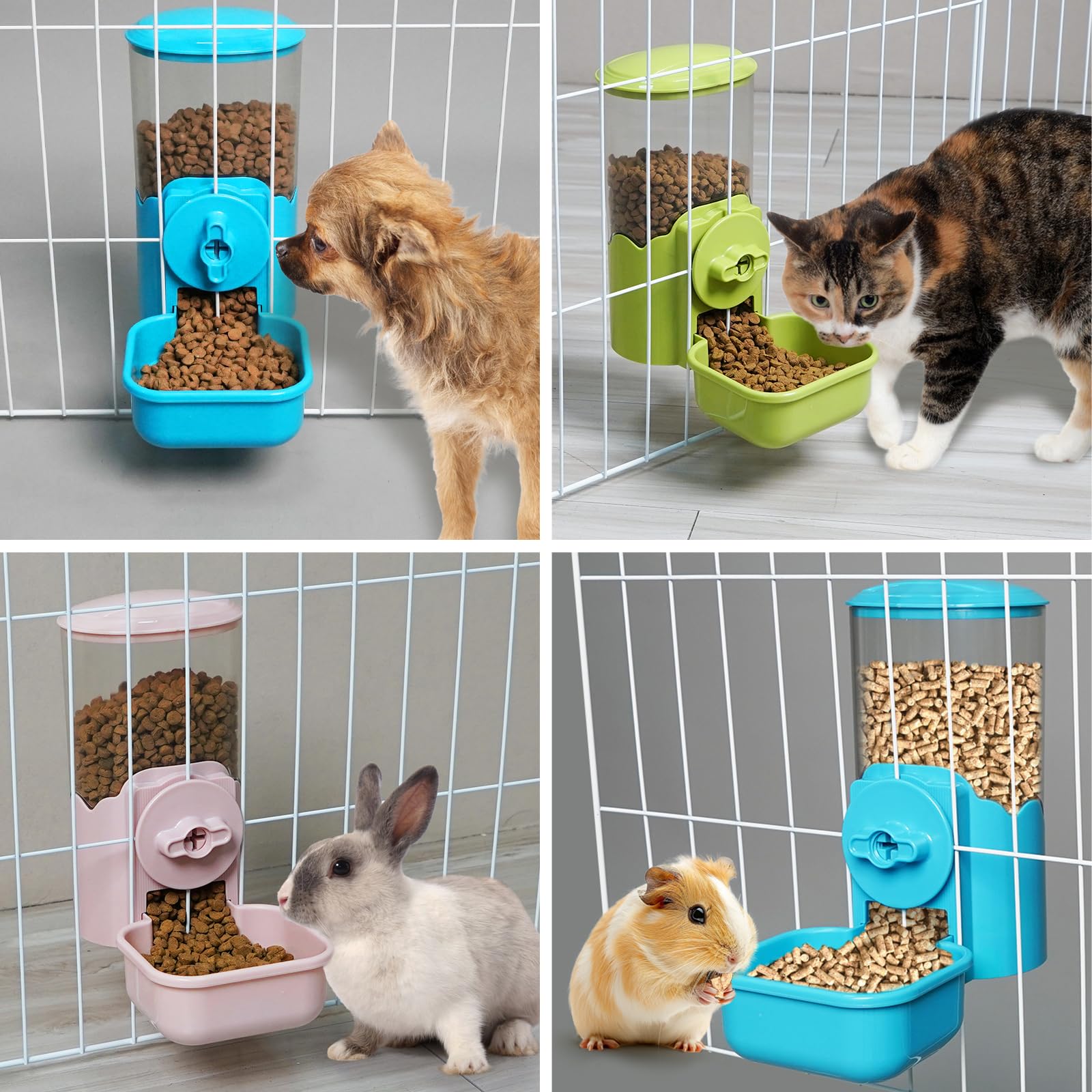 Vannon Dispensador automático de alimentos colgante para animales pequeños, comedero de gravedad de 35 onzas para jaula, cuenco de comida para conejo, cachorro, gato, hurón, cobaya, chinchilla, loro