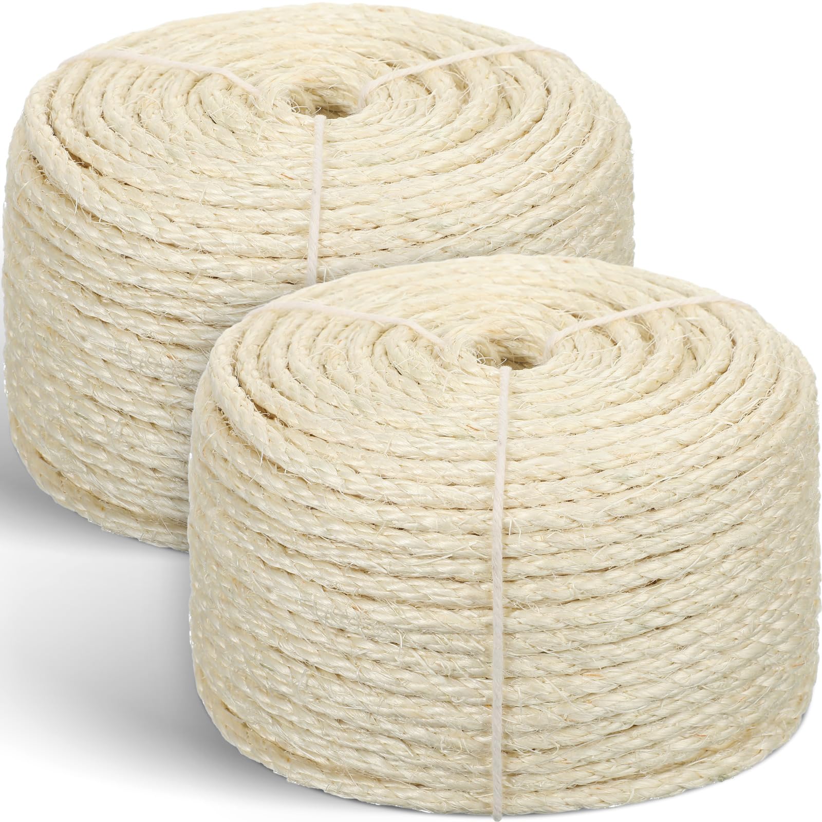 400 Feet Cat Sisal Rope 6mm Cat Tree Rope Twine for Scratching, Repairing, Recovering or DIY Scratcher, for Kitten Shelves Boards Furniture, White