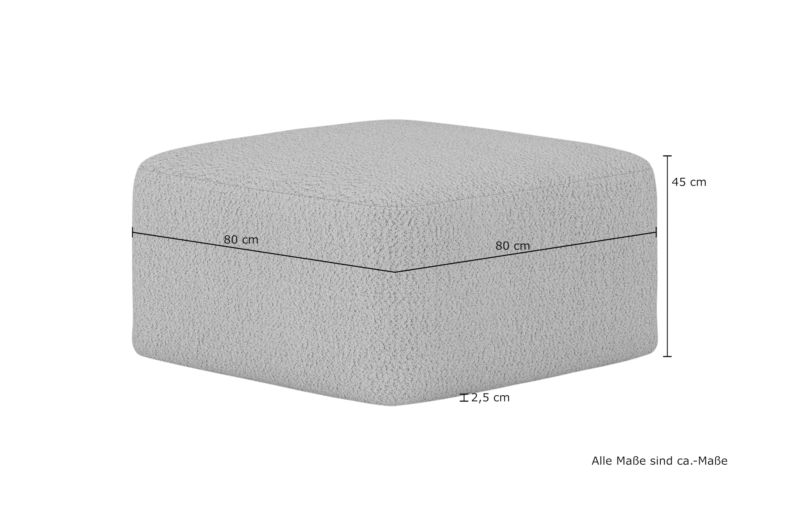 DOMO. collection Polsterhocker Parika, Hocker, rechteckig, organische Form, Fußhocker, Beistellhocker, 80 x 80 x 45 cm (BxTxH), Taupe (grau)
