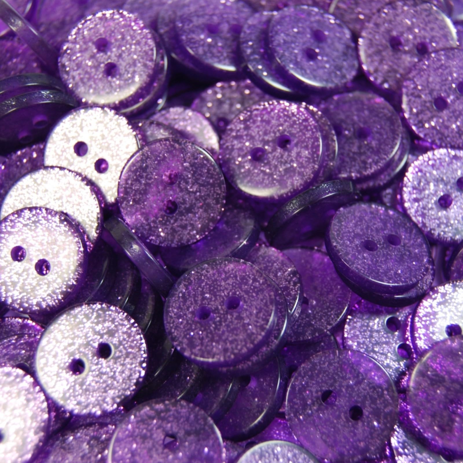 celloexpress 19mm Purple Round Glitter Buttons - Sparkly Crafts Sewing Card Embellishments (Pack of 50)