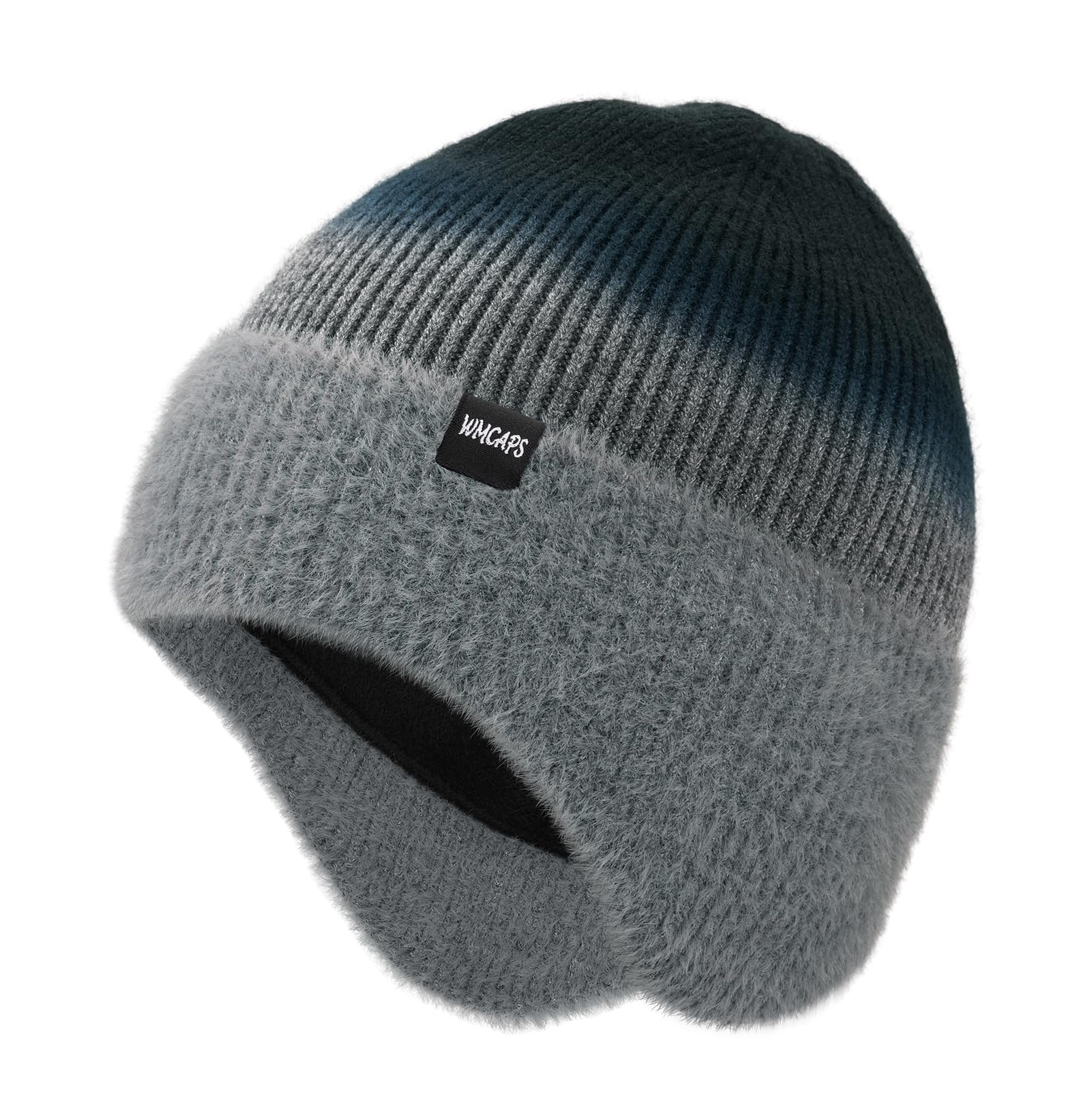 Wmcaps Winter Fleece Line Beanie with Earflap for Men Women, Outdoor Warm Thermal Knitted Hat Stocking Caps