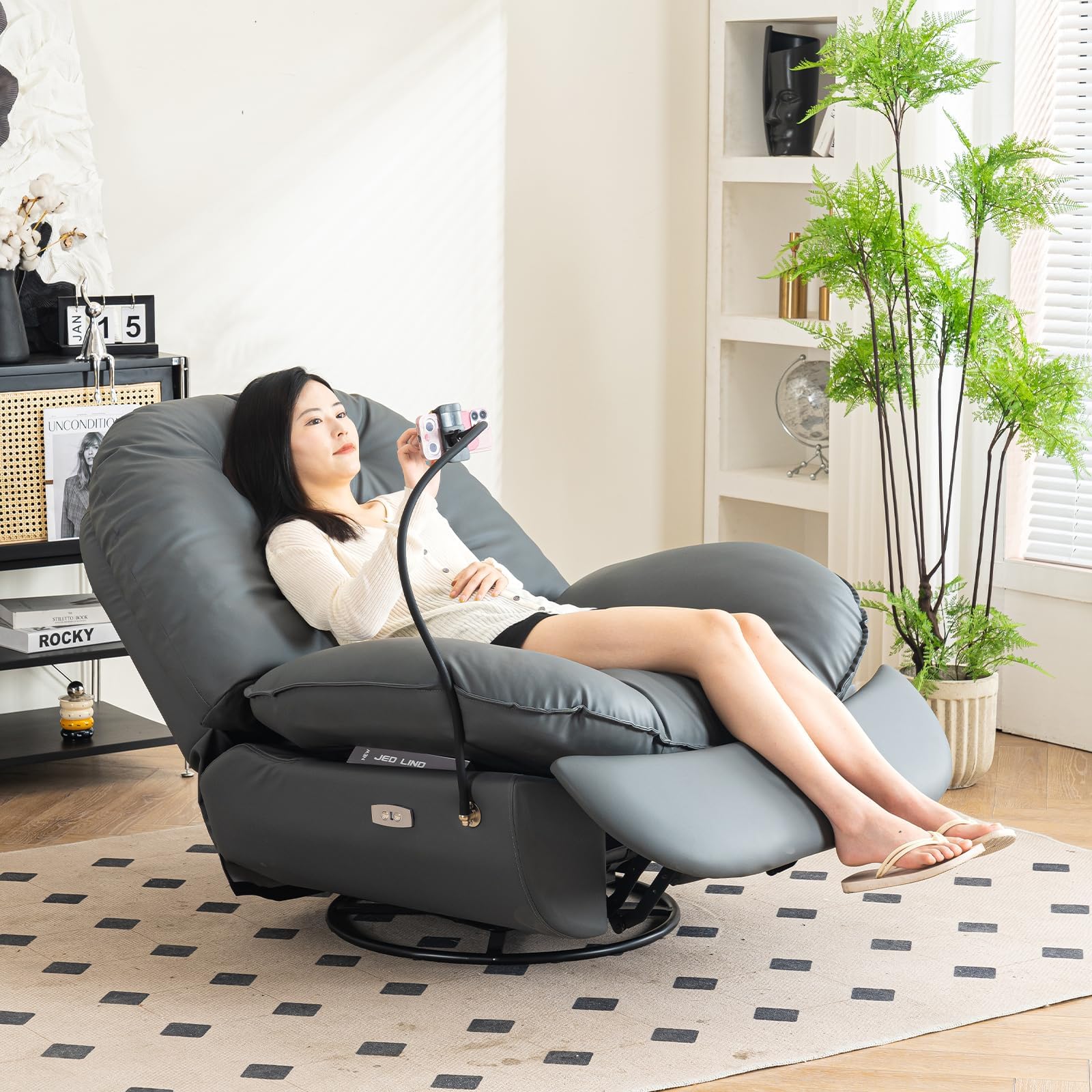 Deolme Oversized Electric Recliner Chair, Swivel Glider Rocker Rocking Chair for