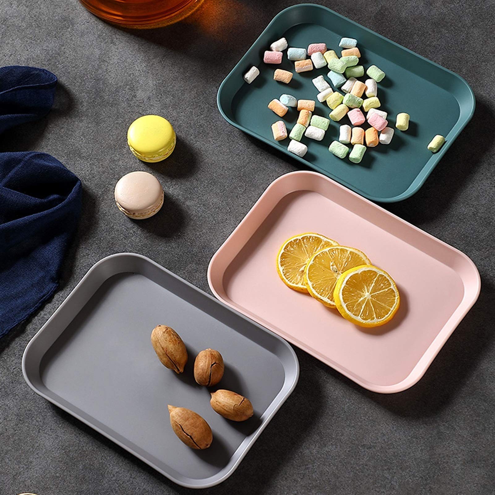 Bandeja/Bandeja Comer Plástico apilable joyería geométrica bandeja versátil escritorio organizador almacenamiento platos pequeños alimento servir bandeja de almacenamiento decoración Bandeja para el D