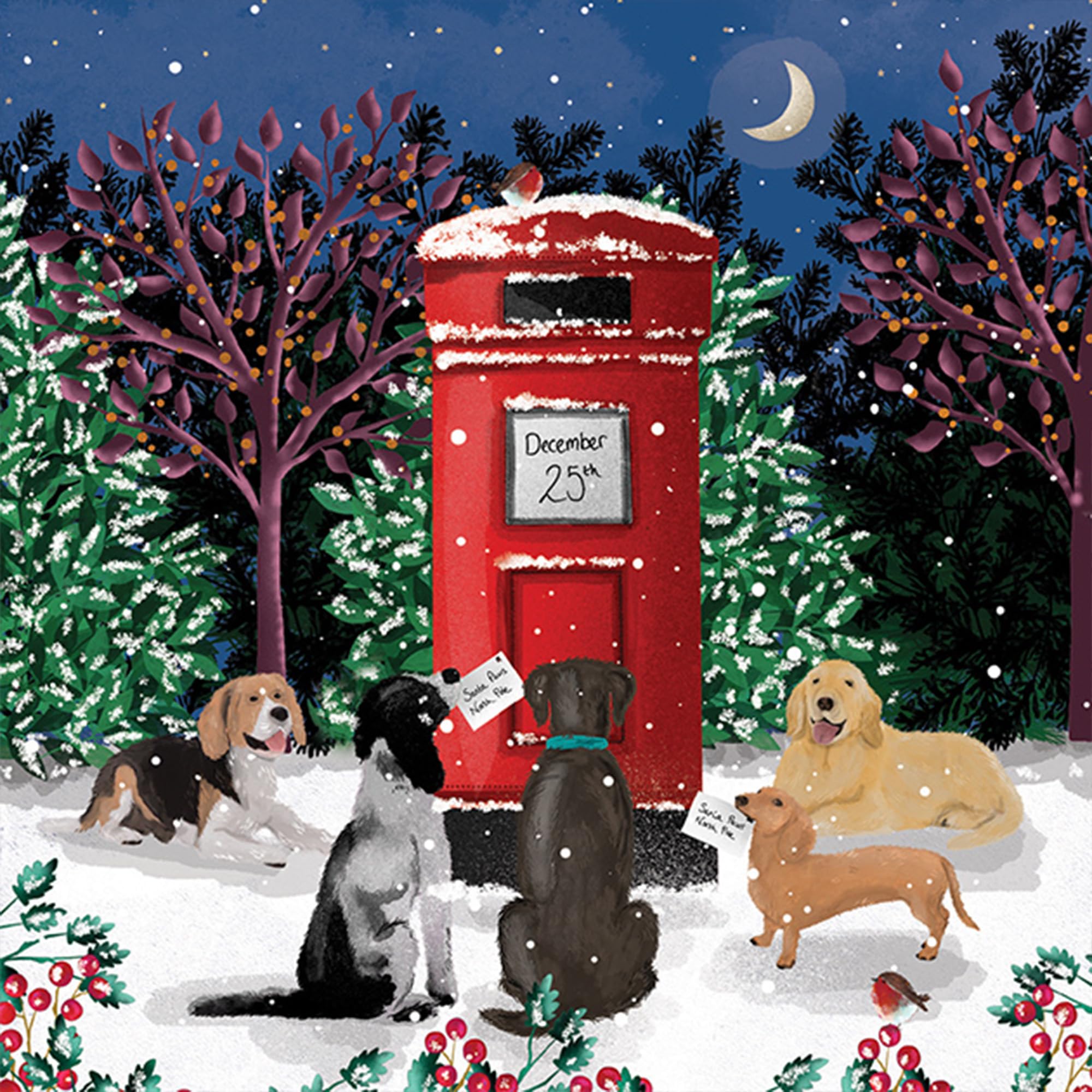 Noel Tatt Charity Christmas Cards Pack of 10 Dogs in Winter Scenes
