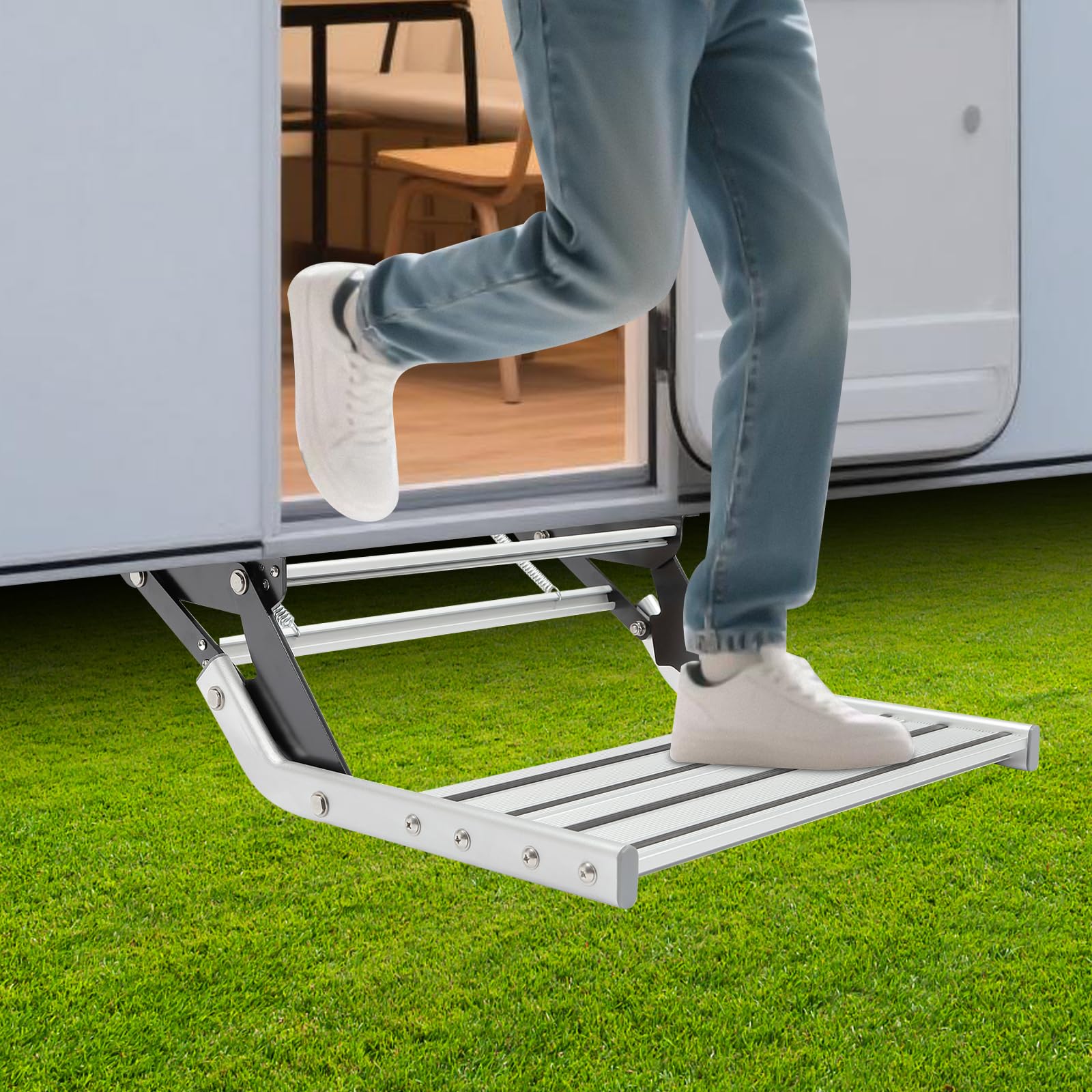 Peldaños plegables de aluminio para autocaravana, hasta 150 kg, para autocaravanas