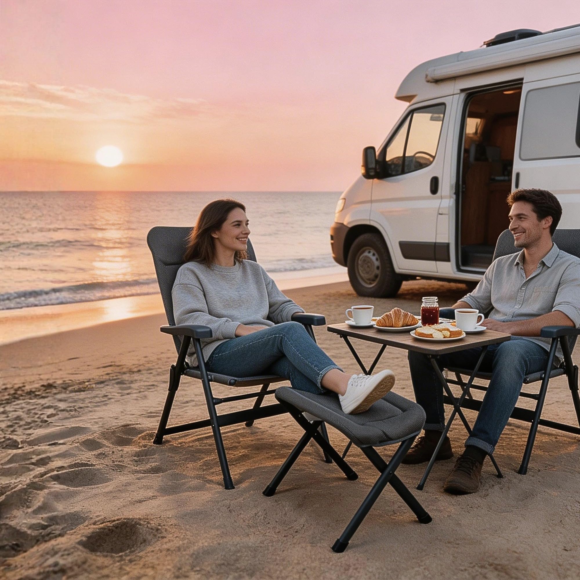 osoltus Alu Camping Hocker für Klappsessel mit3D Soft Touch Open-Grey