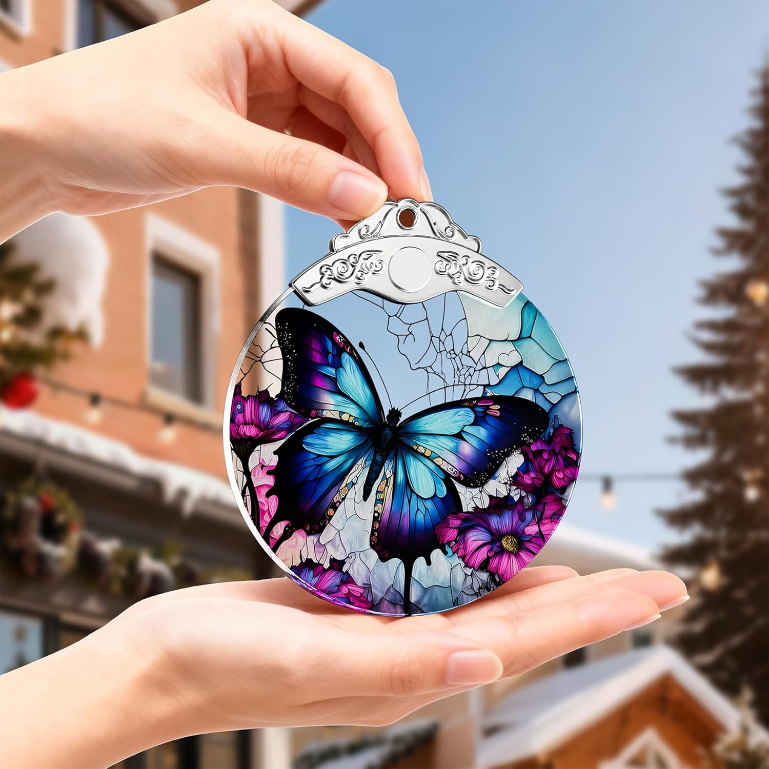 Butterfly Gifts for Women, Stained Glass Ornaments, Purple Butterfly Decorations, Hanging Holiday Presents Idea, Car Hanging Ornaments, Car Charm, Mirror Accessories - Image 8