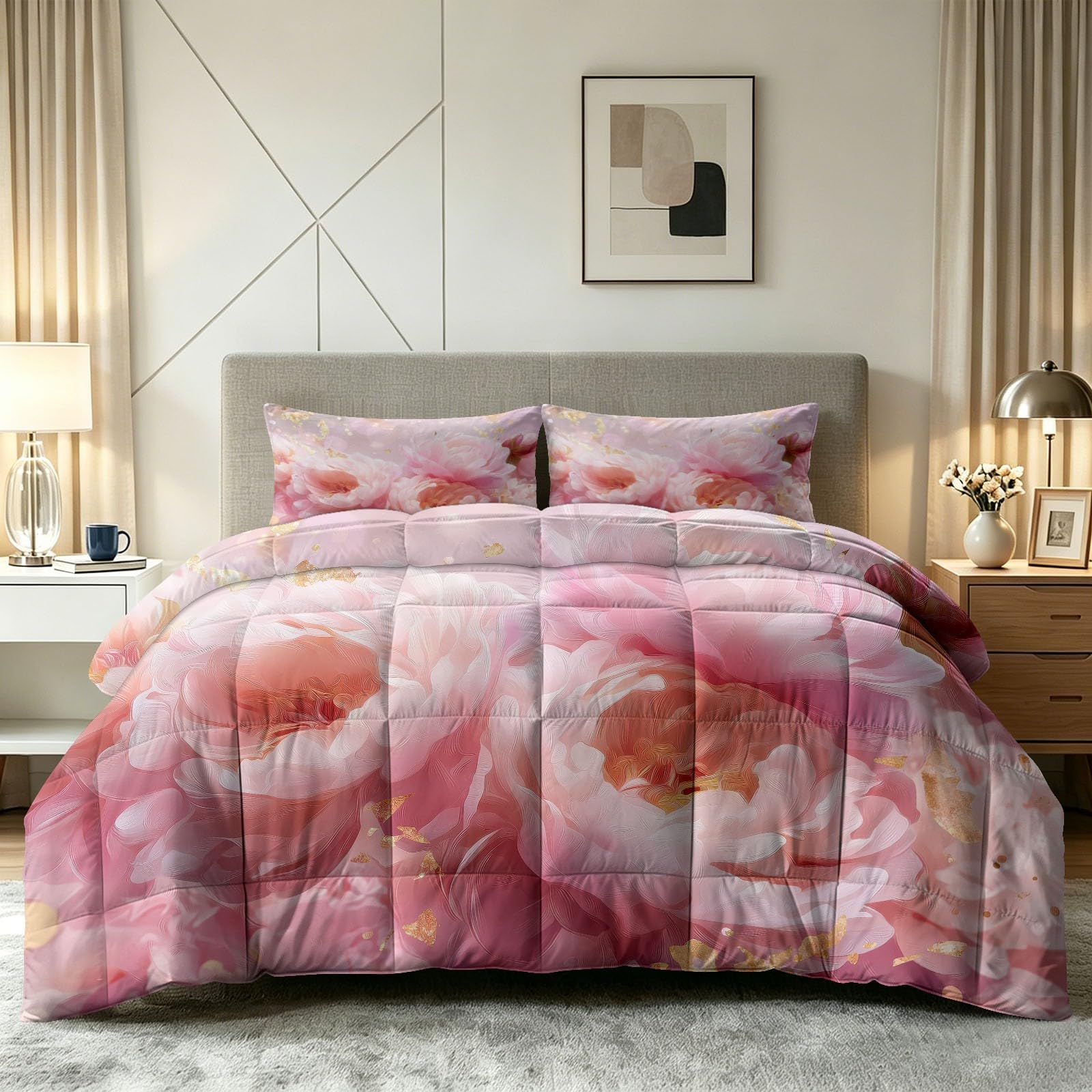 Edredón lavable de flores de ensueño para mantener su dormitorio impecable las 4 estaciones