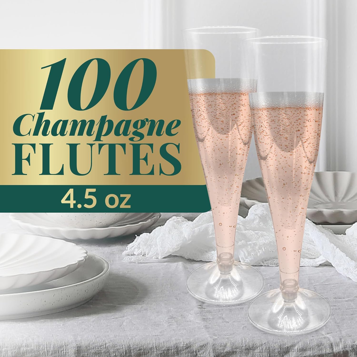 Reli. Champagne Flutes Plastic | 100 Pack | 4.5 oz - Clear | Premium Plastic Champagne Flutes | Party-Perfect for Celebrations