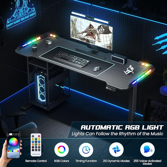 Escritorio Ajustable Electrico Standing Desk 144x60 cm Negro miniatura 5