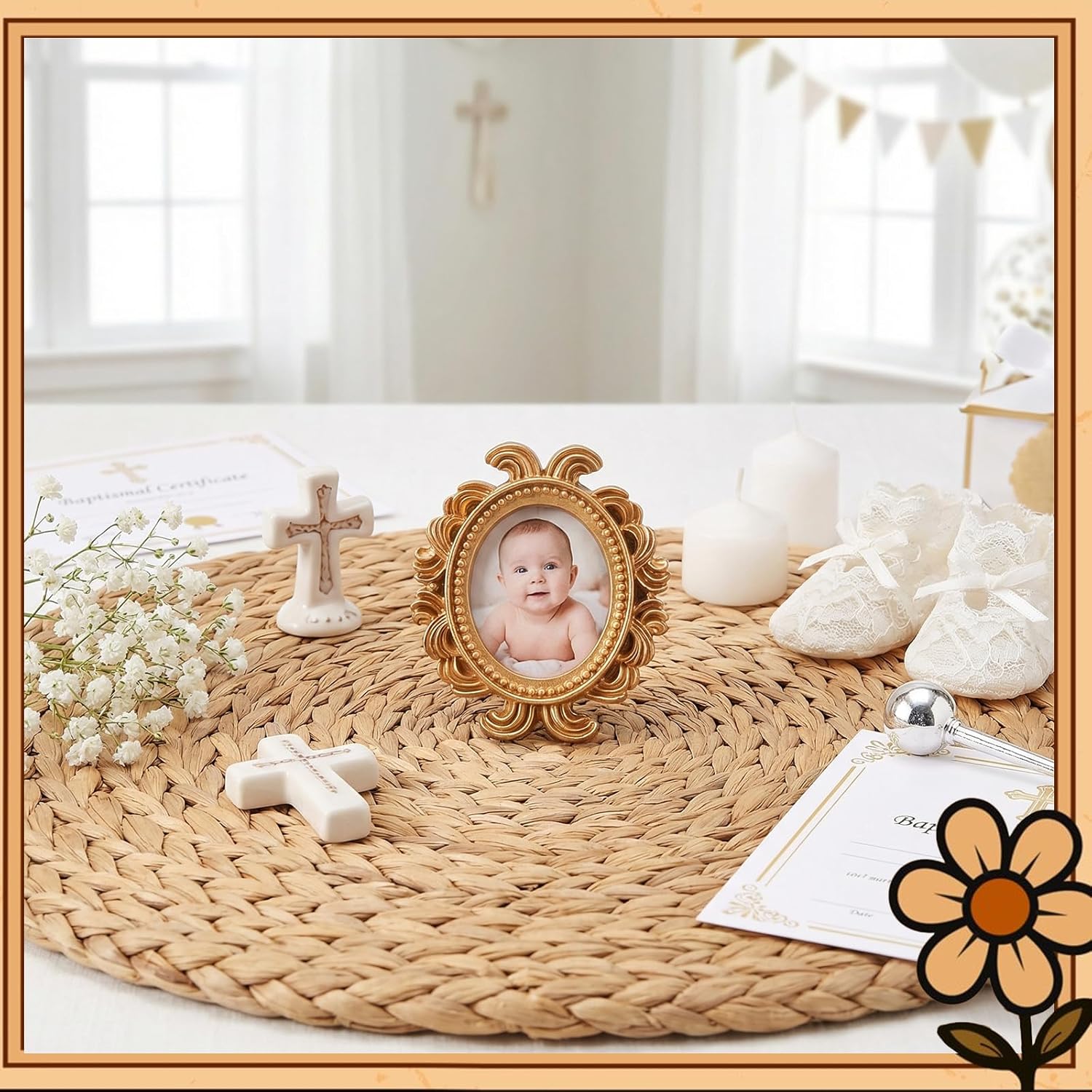 24 Pcs 2x3 inches Vintage Mini Resin Picture Frame with Easel for Tabletop Wall Display, Small Baroque Antique Resin Photo Frame for Party Wedding Christmas Victorian Home Decoration