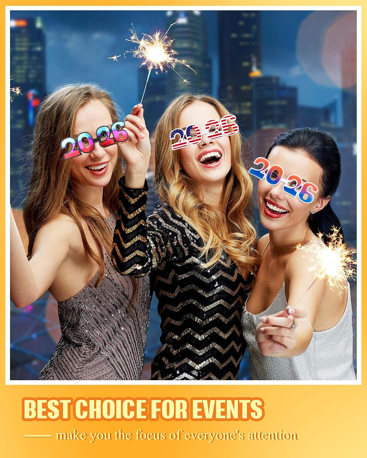 Riceshoot 10 Pairs 2026 New Years Glasses 2026 New Years Eve Party Favors Supplies Eyeglasses Glitter Number Glasses Props Eyeglasses for Party Photo Props