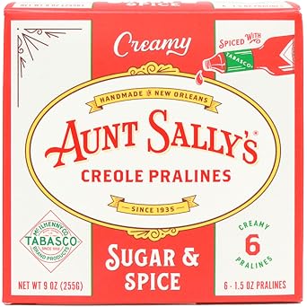 Aunt Sallys Pralines x Tabasco Sugar and Spice Pralines- 6 count box- New Orleans Most Famous Praline- Handmade Pecan Candy